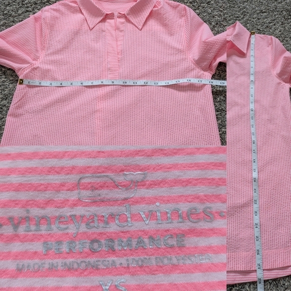 Vineyard Vines Performance Pink White Striped Collared 3/4 Sleeve Top XS - Picture 9 of 9